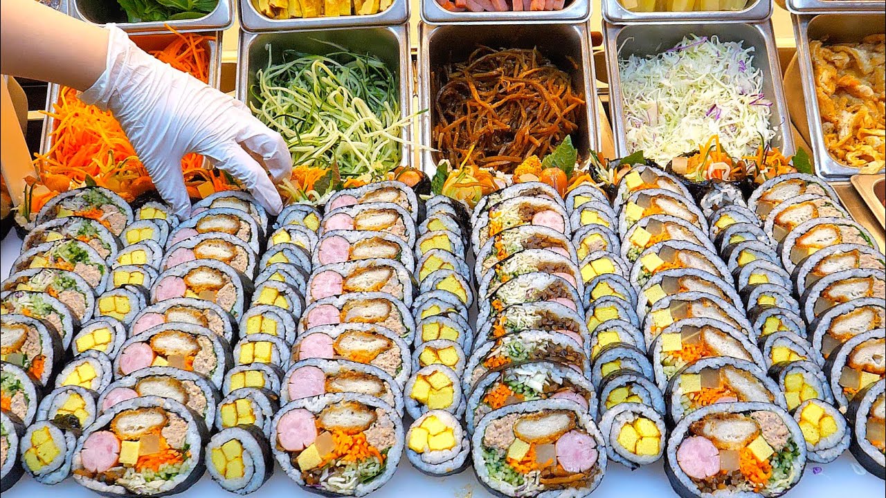 Как приготовить Kimbap Gimbap удивительного размера - корейская уличная еда