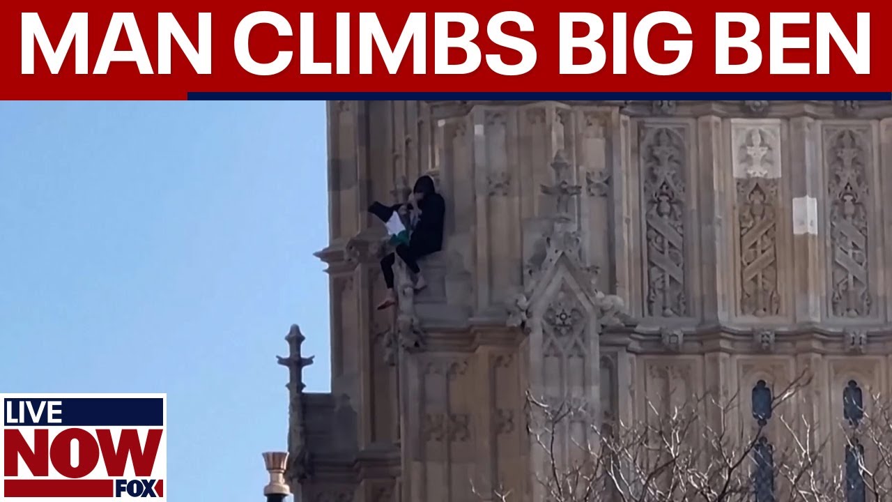BREAKING: Barefoot man climbs London's Big Ben carrying Palestine flag