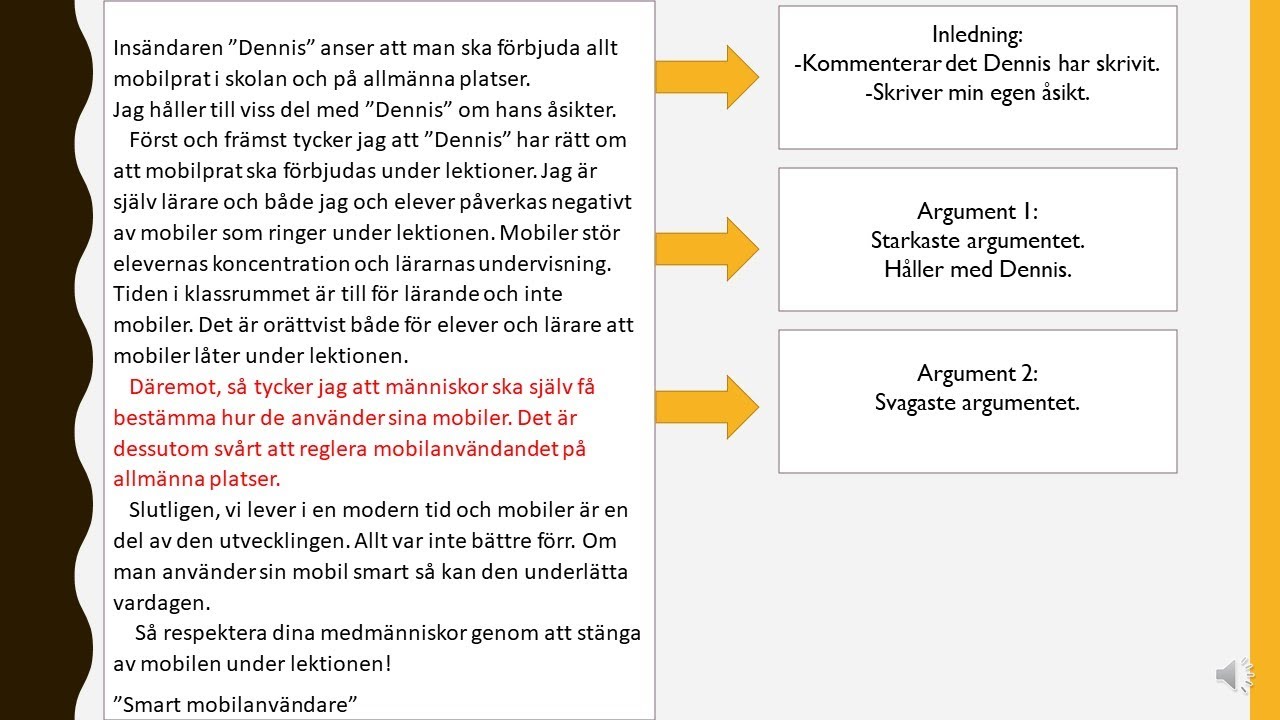 Träna att skriva på svenska: sfi D: ett svar på en insändare/Writing excersise in Swedish