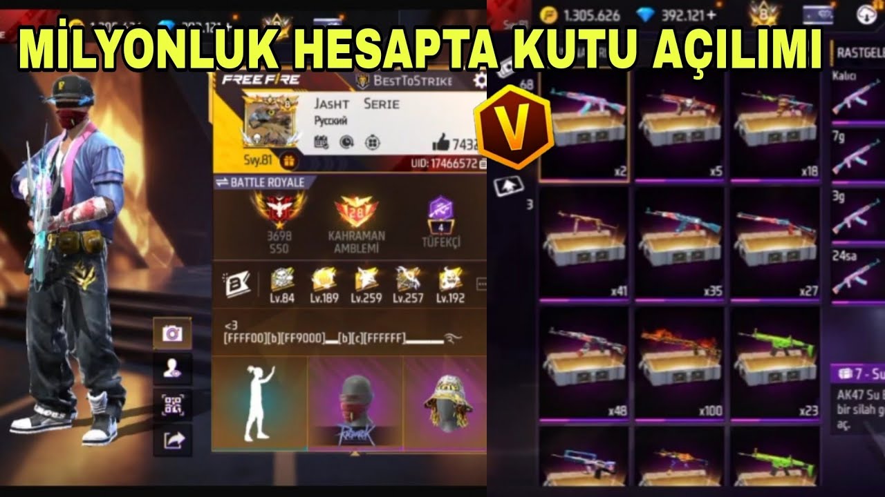 MİLYONLUK HESAPTA 2000 KUTU BEN BÖYLE BİR ŞEY GÖRMEDİM BİR HESAPTA HER ŞEY Mİ OLUR#freefire 