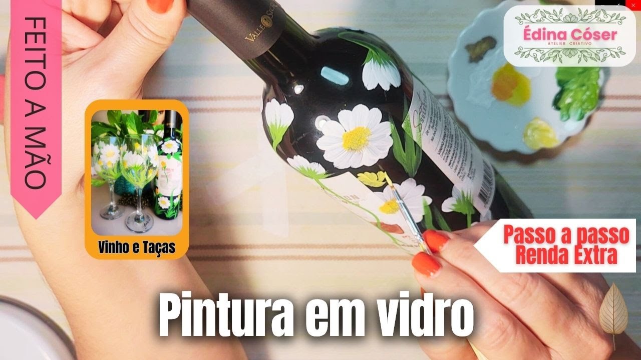 Transforme Garrafas e Taças com Pintura em Vidro 🎨 Arte Fácil e Elegante!