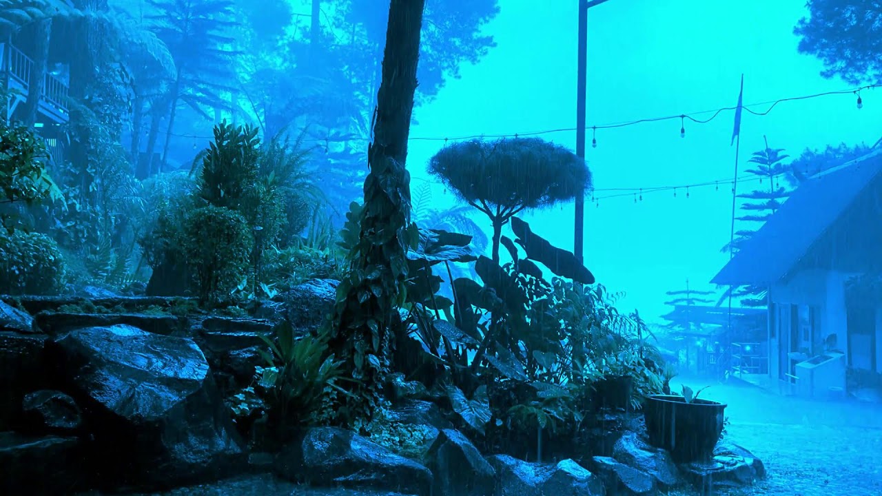 Sleep Guaranteed 🌙 Heavy Rain in Enchanted Forest Garden Ambience