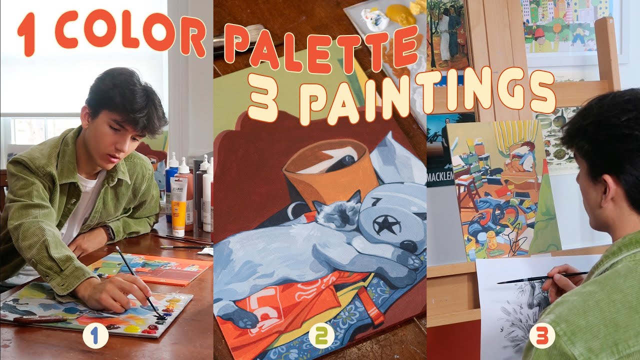 artist paints 3 pieces all at once?