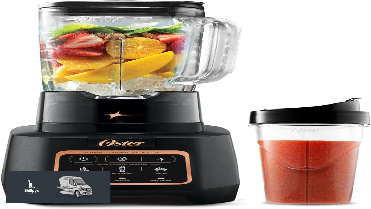 Oster Extreme Mix Blender 64oz Glass Jar 3 iBlend Preset Functions 1600 Watts