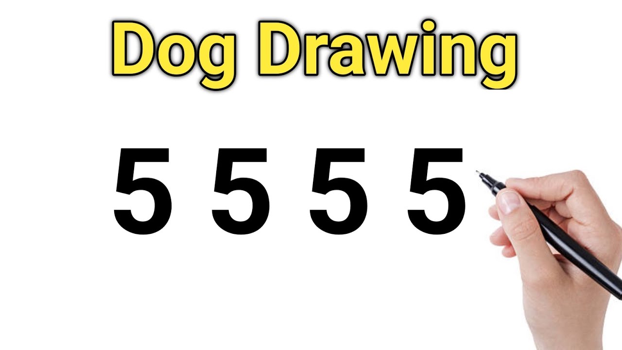 Dog Drawing from Number 5 / How to Drawing a dog Using Number 5 / Easy Drawing Techniques 