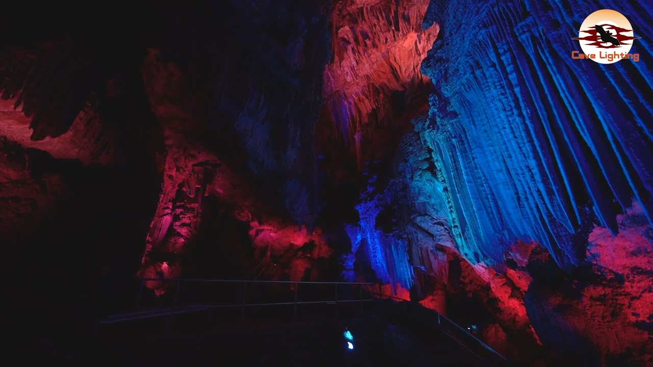 Lake Shasta Caverns, California, USA. Light and Music Show in Cathedral Hall.