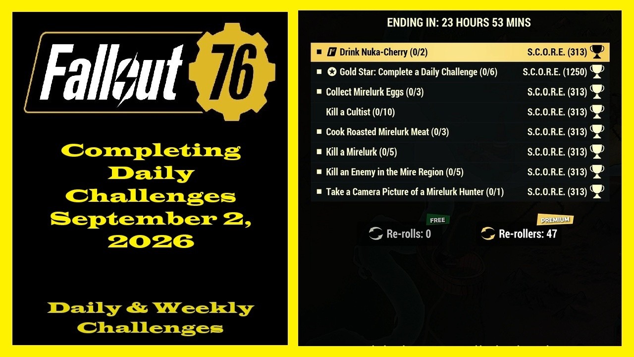 Completing Daily Challenges For September 2, 2026 - Fallout 76 Daily Challenges Guide