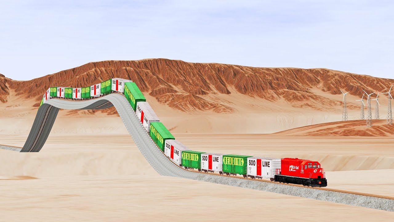 Trains vs Unique Rail Track - Beamng Drive