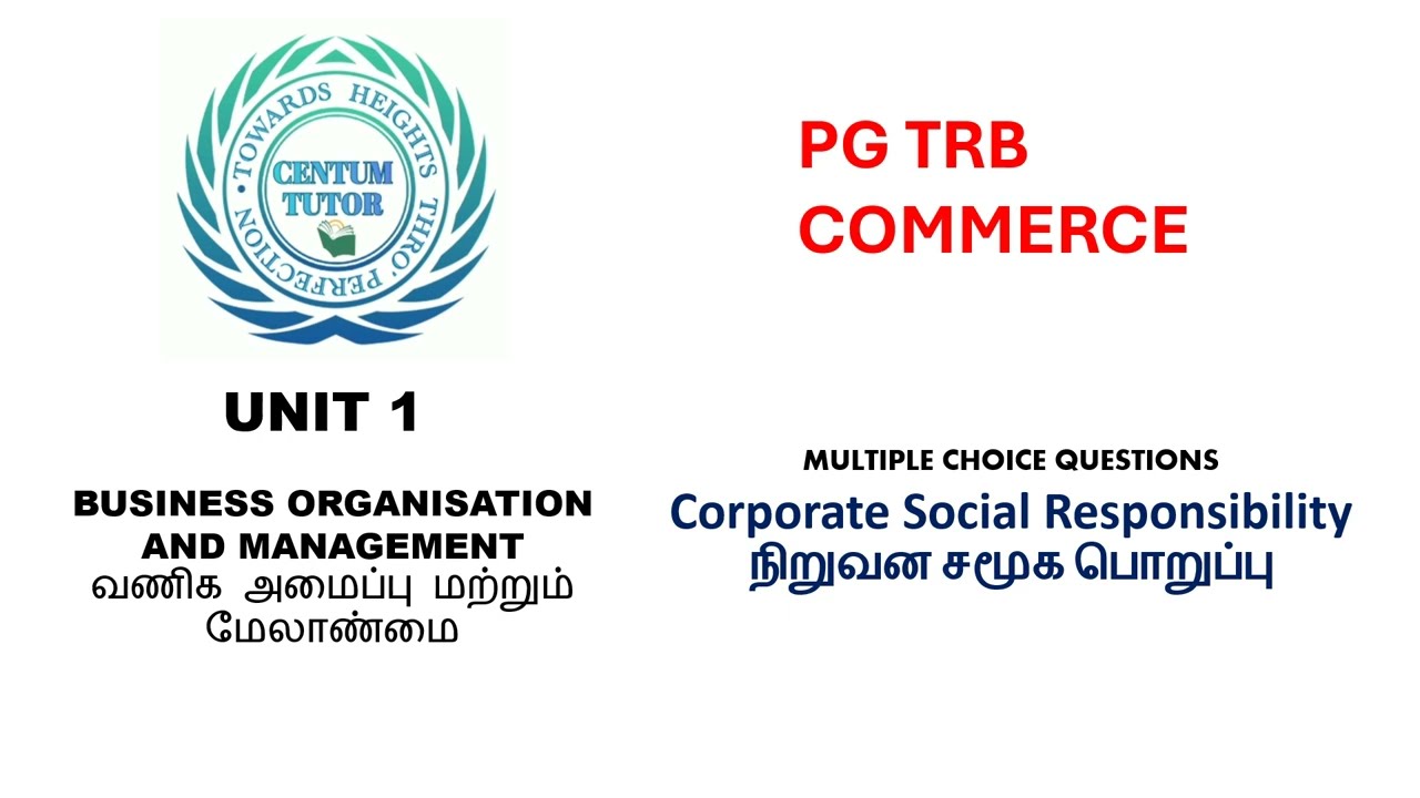 UNIT 1 BUSINESS ORGANISATION AND MANAGEMENT CORPORATE SOCIAL RESPONSIBILTY  CSR MCQ