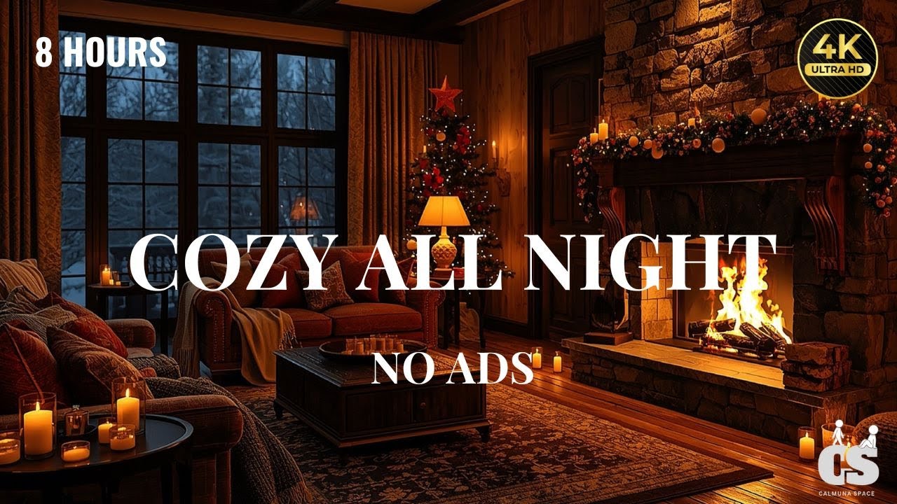 8 Hours Cozy Fireplace & Rain | No Ads | Deep Sleep, Relax & Study