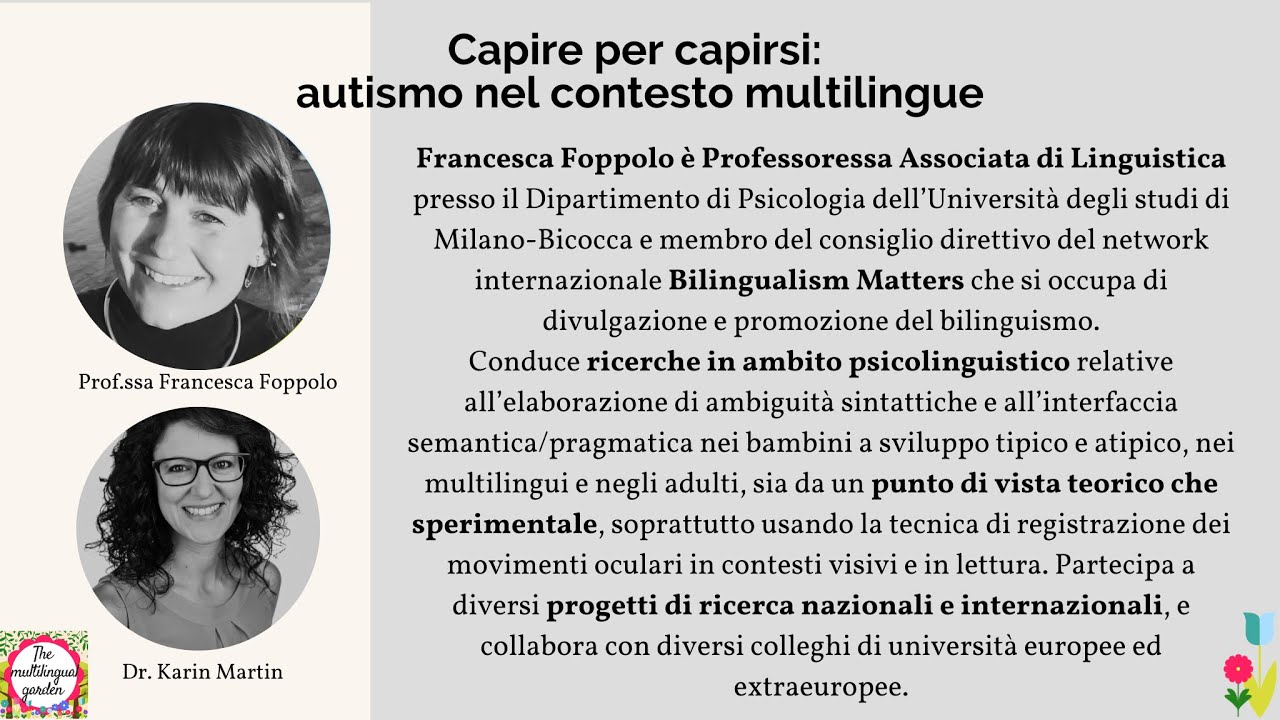 Capire per capirsi: autismo nel contesto multilingue - Prof.ssa Francesca Foppolo #31