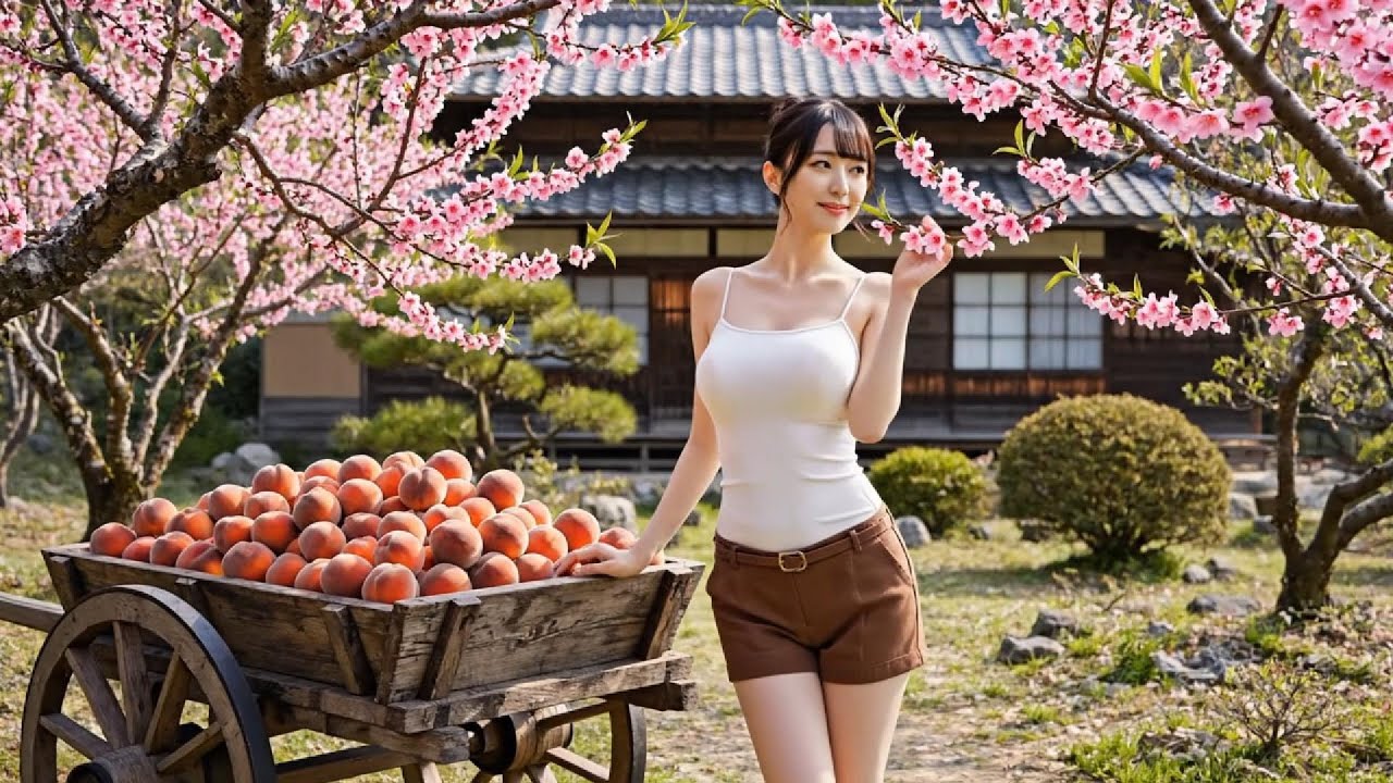 Mountain Life Japan Vlog | A young Japanese woman harvesting peaches