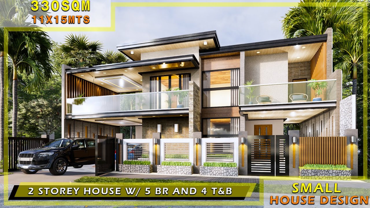 SMALL HOUSE DESIGN -  (11X15) WITH 330 SQM FLOOR AREA 2 STOREY HOUSE WITH 5 BEDROOMS AND 4 BATHROOMS