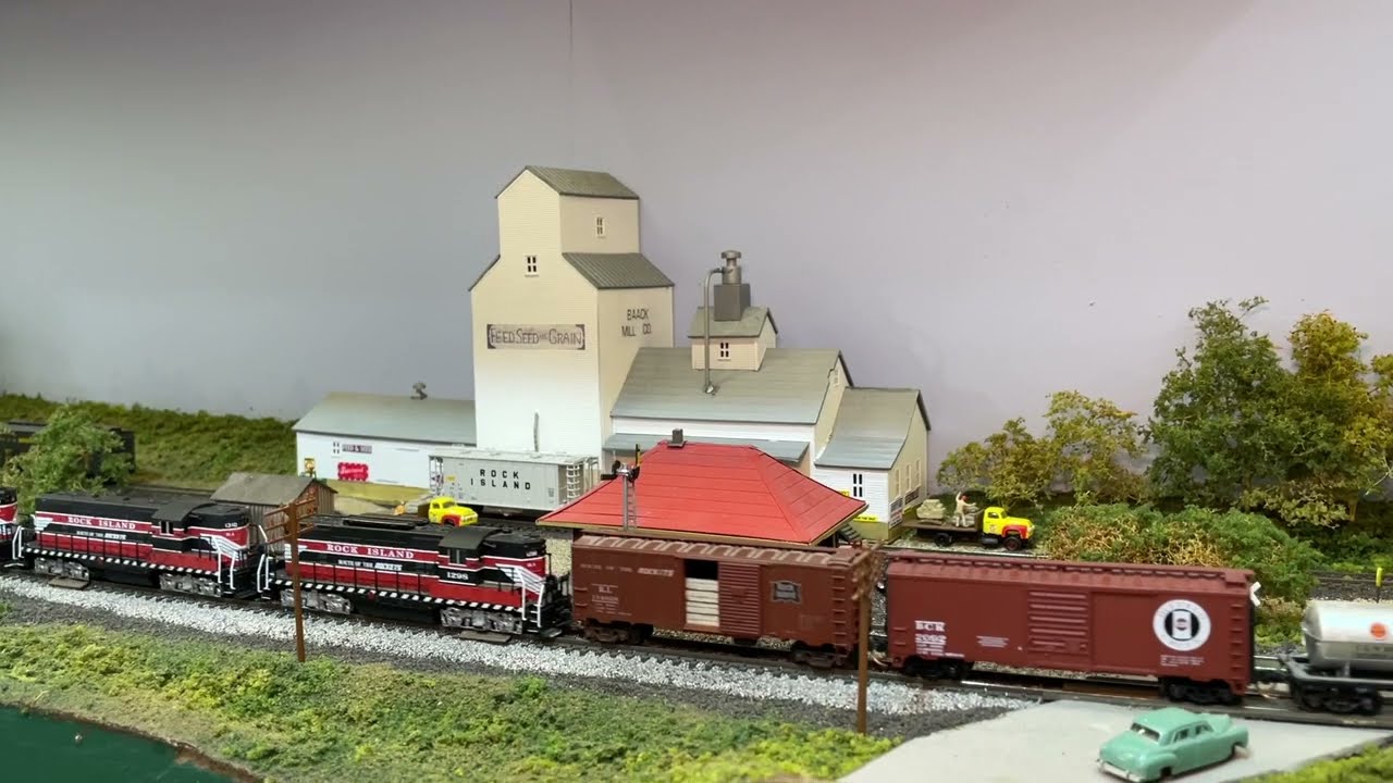 Rock Island Corn Country Rails Following a Westbound Freight Train