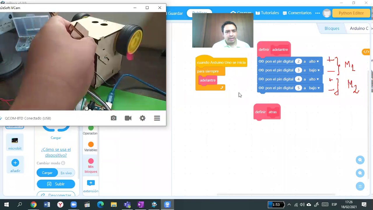 PROGRAMACIÓN MBLOCK  para Arduino con PUENTE H L298N
