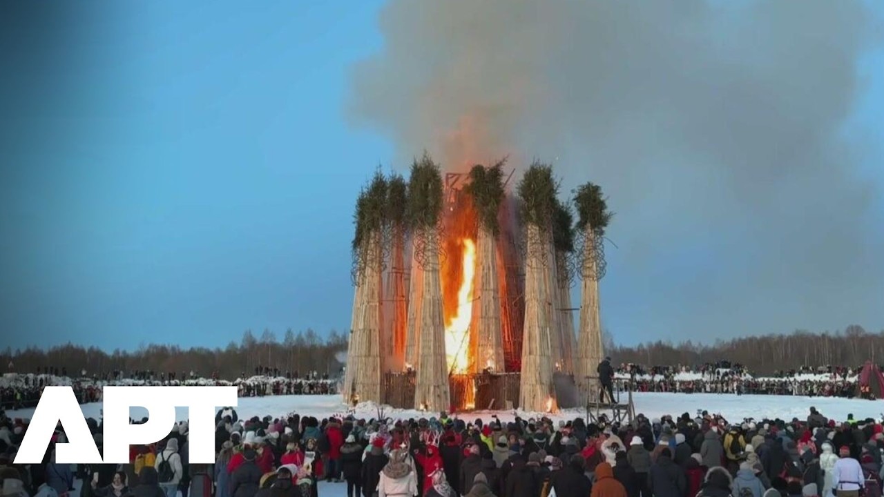 Россия поджигает ночь | Огромный «темный лес» охвачен огнем во время масленицкого ритуала | APT