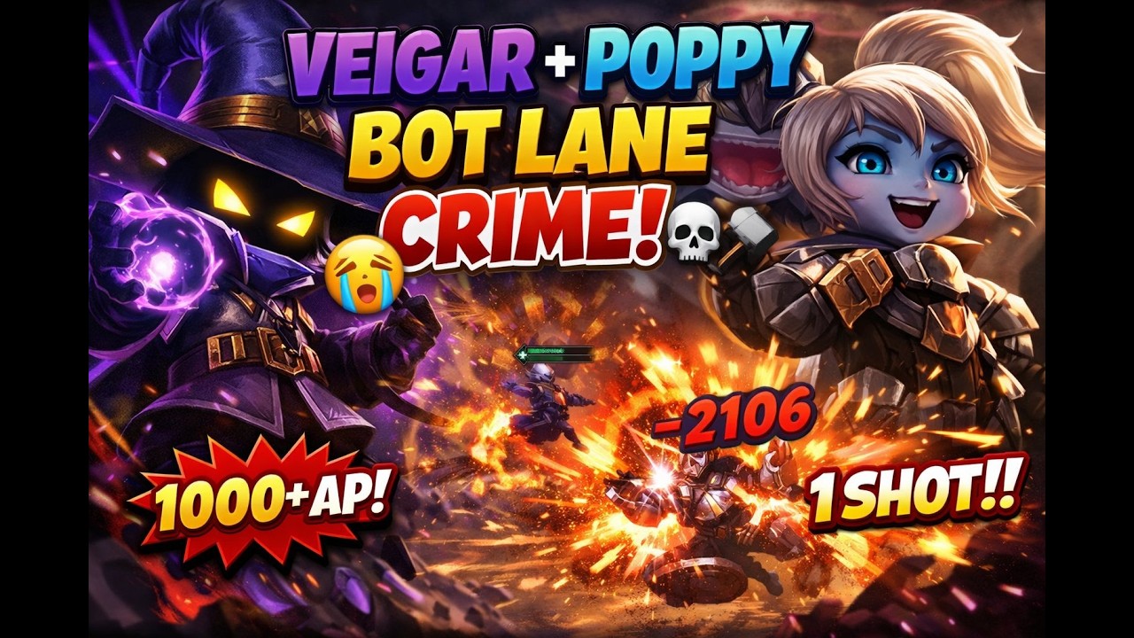 VEIGAR + POPPY BOT É CRIME NO League of Legends 😭🔨