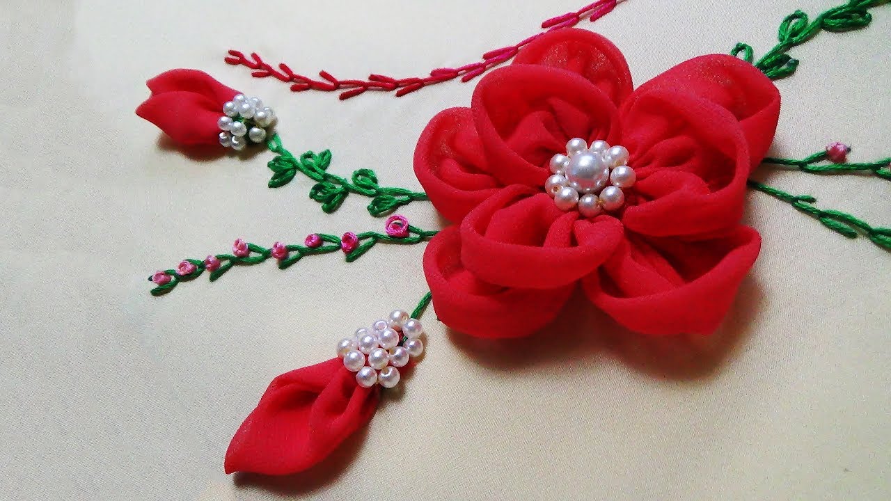 Hand Embroidery: How to make flowers with chiffon
