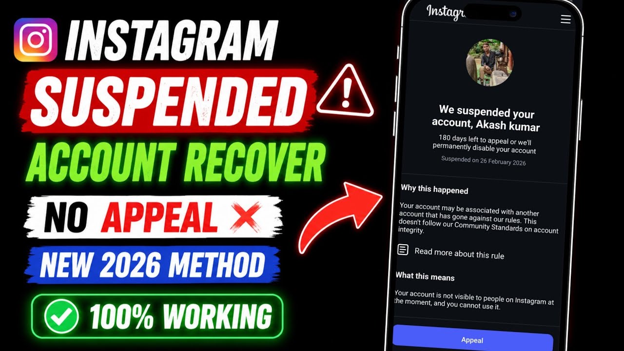 Instagram Suspended Account Recover 😱 Account Back Without Appeal! New Unban Method 2026