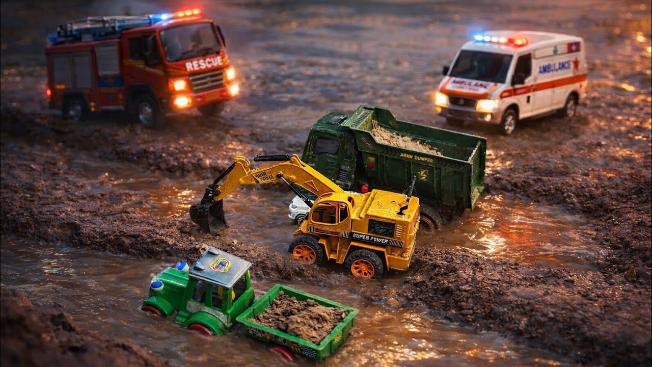 JCB Tractor Dumper Cartoon Video | New Tata Leyland Dumper Pit In Khai Pulling Out JCB Tractor #jcb 