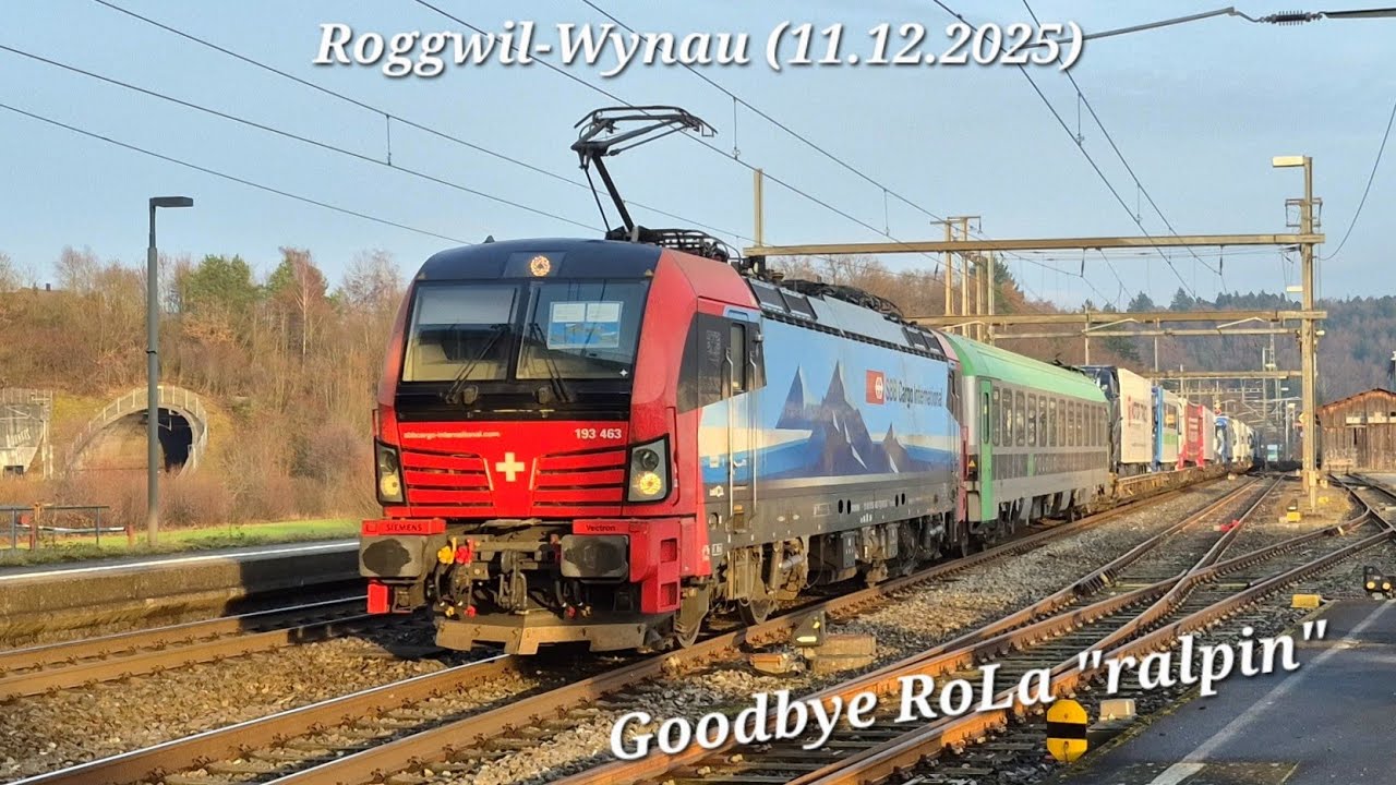 Bahnverkehr in Roggwil-Wynau mit dem neuesten RoLa 
