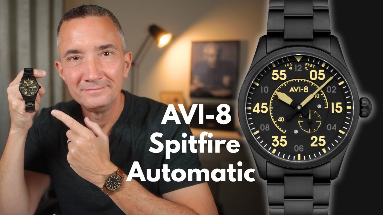 AVI-8 Spitfire Type 300 Black PVD Automatic-Flieger Stealth