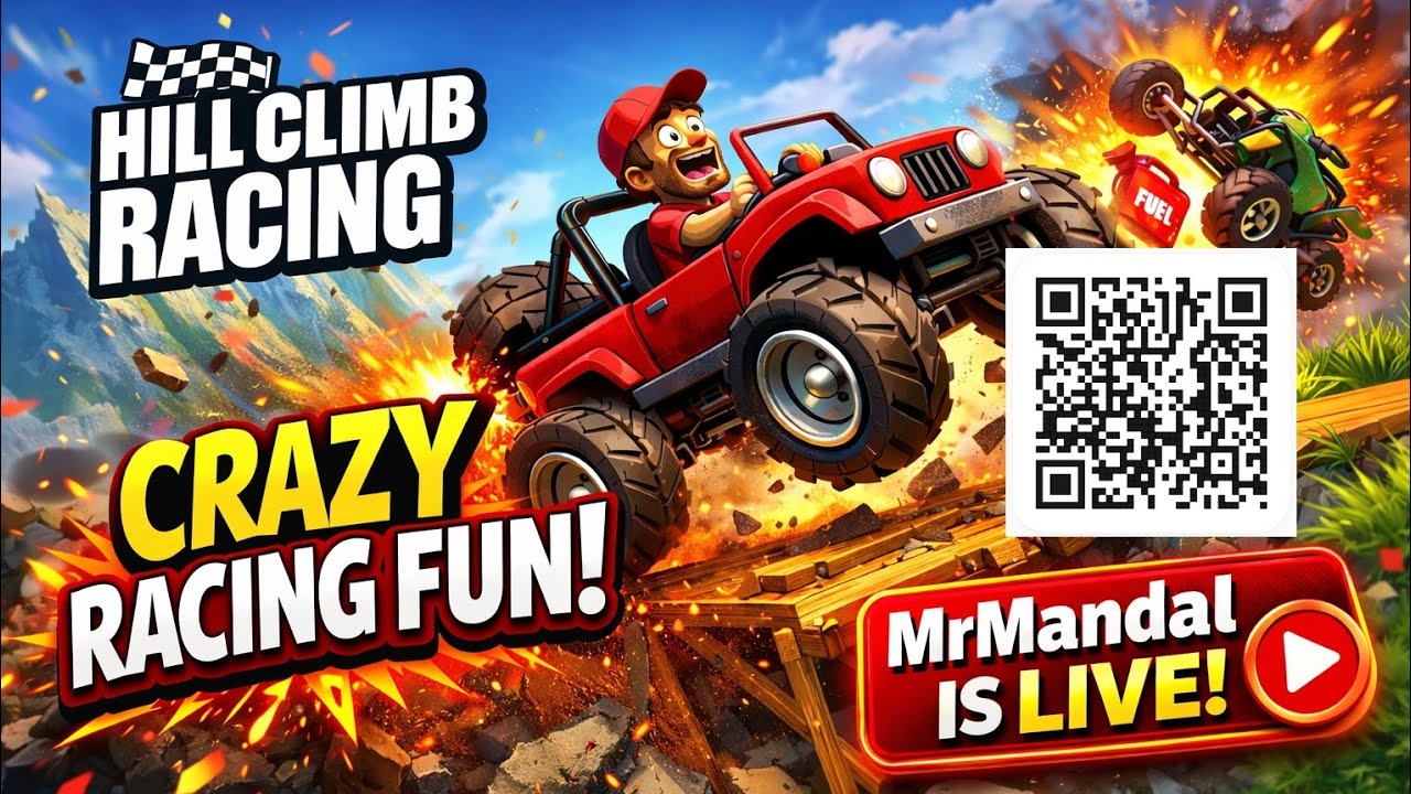 Crazy game Hill Climb Racing 🚗 Racing Fun &Create New Record #mrmandal #hillclimbracing