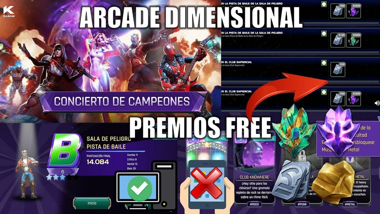 COMO OBTENER TODOS LOS PREMIOS DEL Arcade Dimensional CONCIERTO DE CAMPEONES - Marvel MCOC
