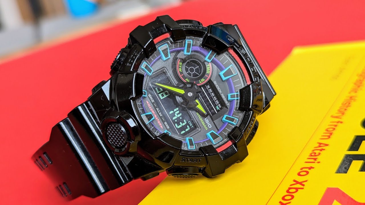 Casio G-Shock GA700 Gamer's Rainbow Black (GA700RGB-1A Virtual Rainbow Lineup)
