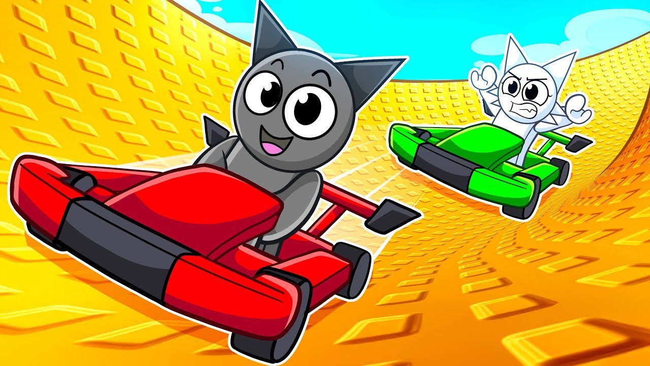 Alcanzando la VELOCIDAD MÁXIMA en Roblox montando un carrito por un tobogán...