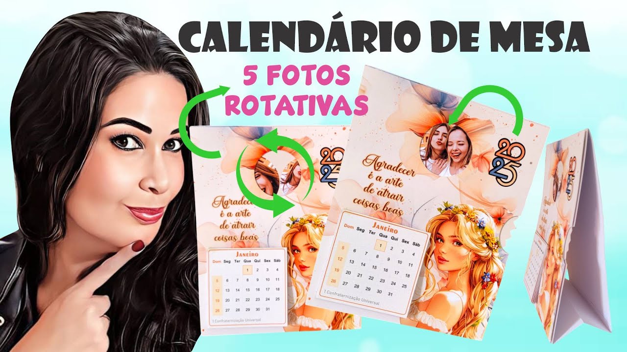 4 modelos de calendários com fotos rotativas - 2025 | molde grátis #341