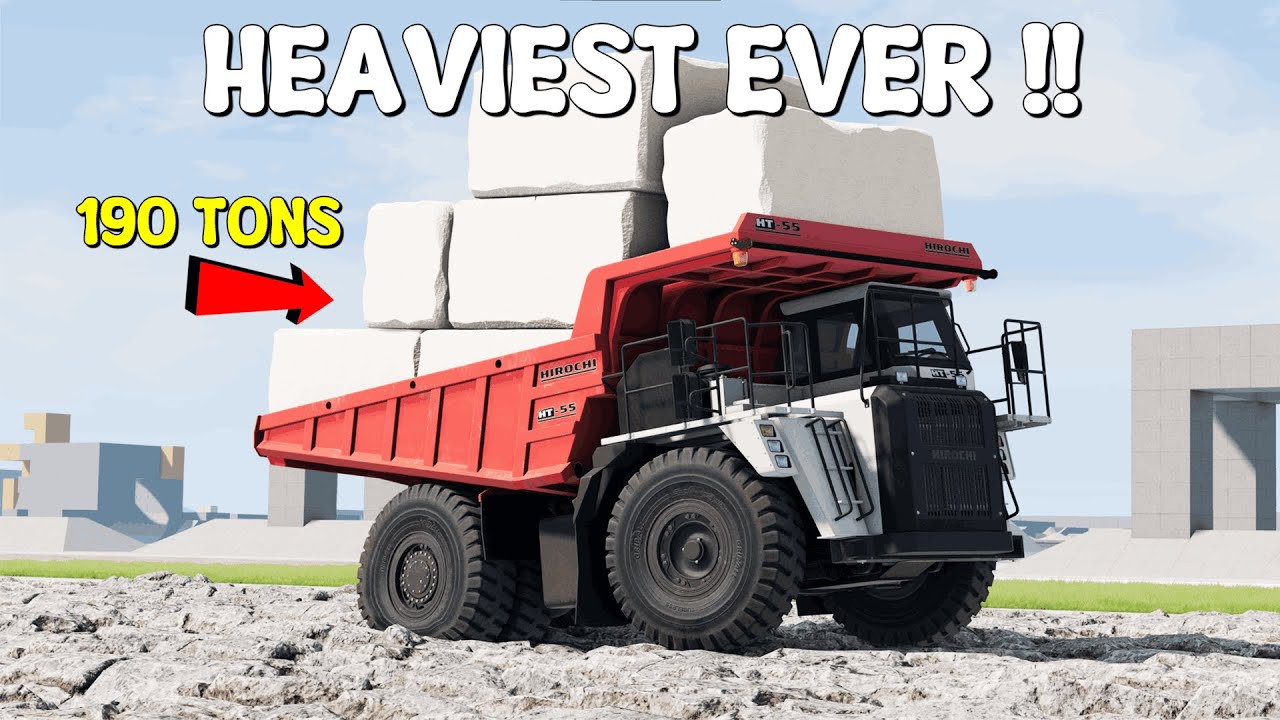 EVEN MORE OVERLOADED!! | Hirochi HT-55 Haul Truck Terrain Types Durability Test| BeamNG.Drive