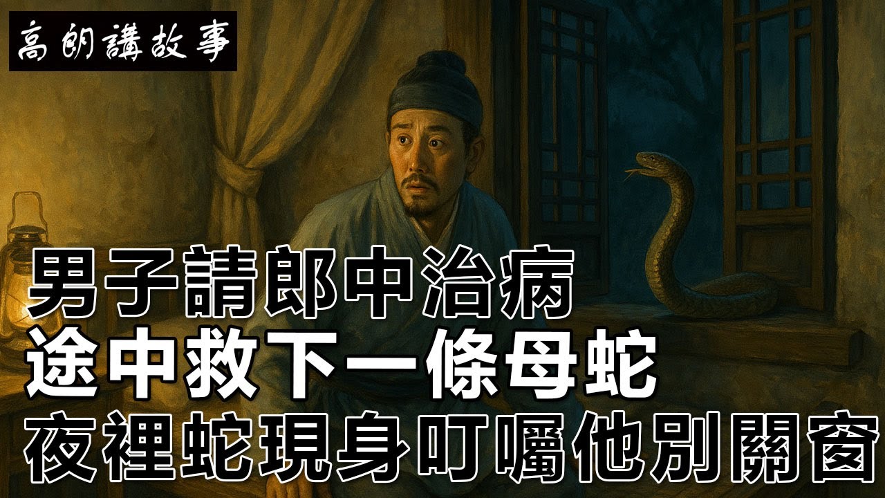 民間故事：男子請郎中治病，途中救下一條母蛇，夜裡蛇現身叮囑他別關窗｜高朗講故事