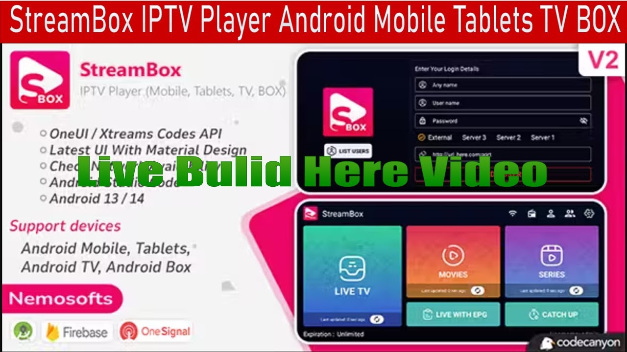 How To Bulid StreamBox   IPTV Player for Android, TV, Mobile, Tablets, Firestick & Chromebook Live V
