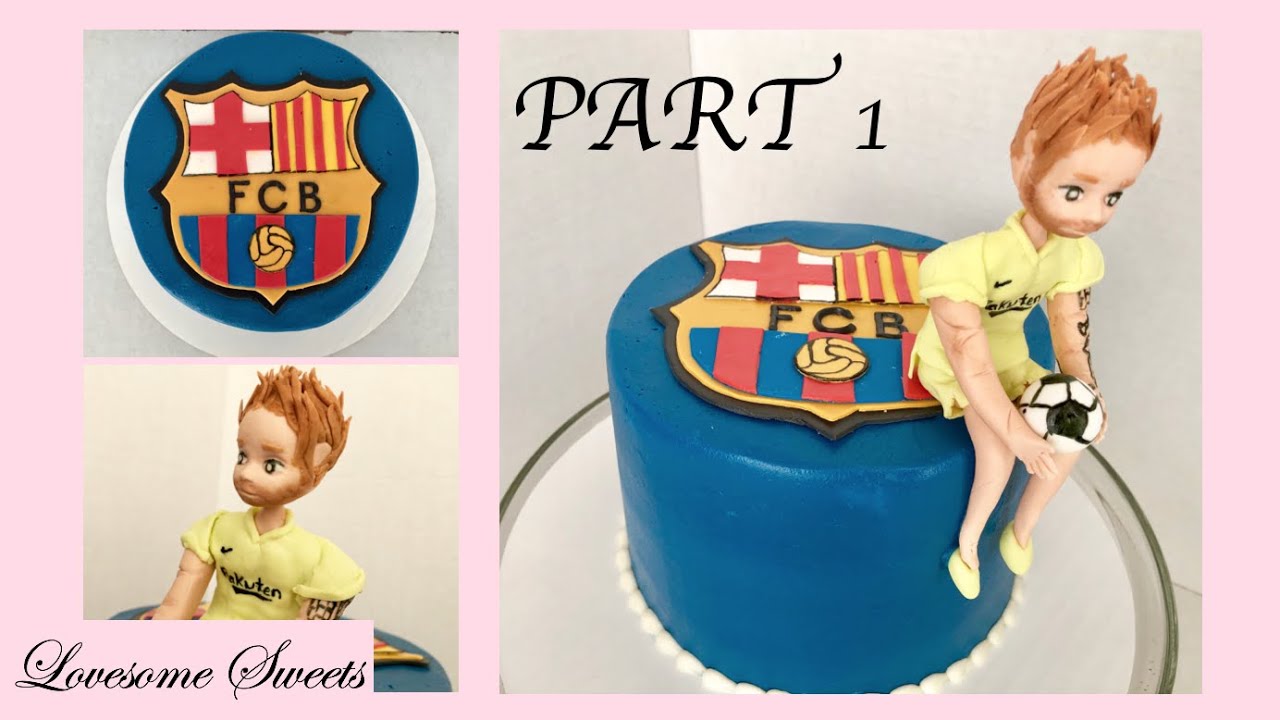 BARCELONA SOCCER CAKE WITH FONDANT SCULPTURE PART 1