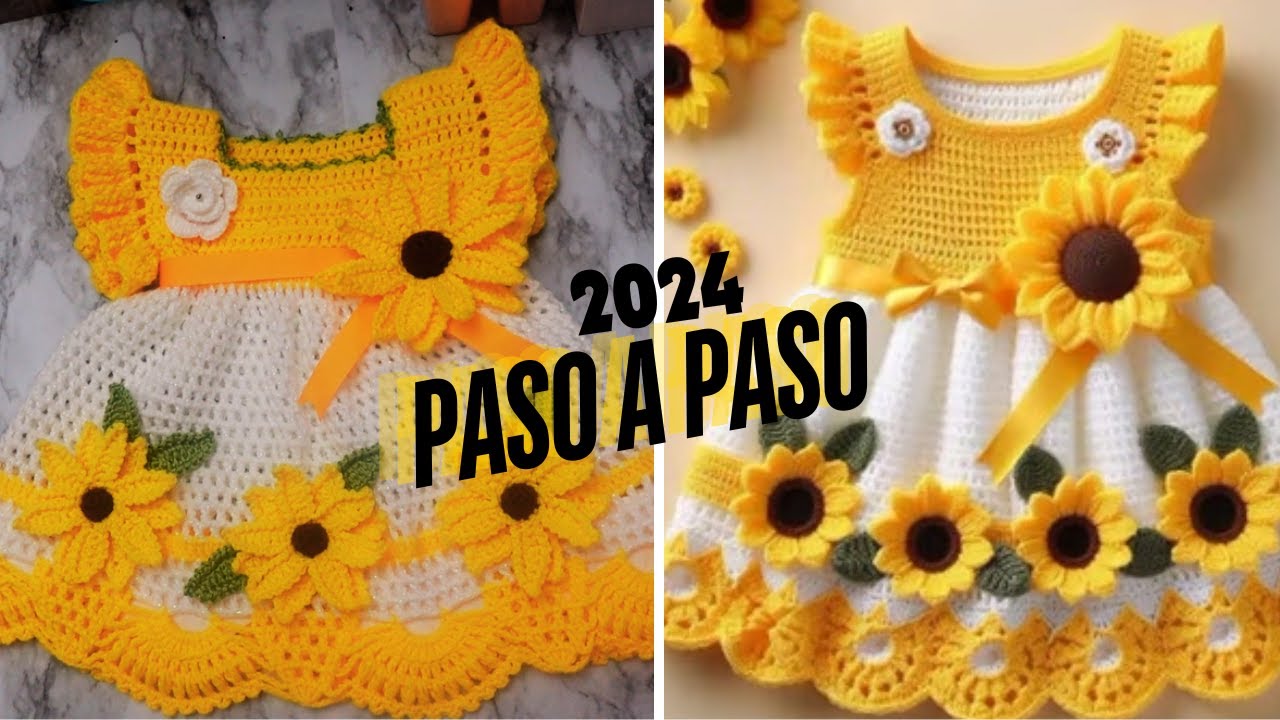 🎞️vestido de girasoles tejido a crochet #vestidode #acrochet #paraniña  #ganchillo #girasoles