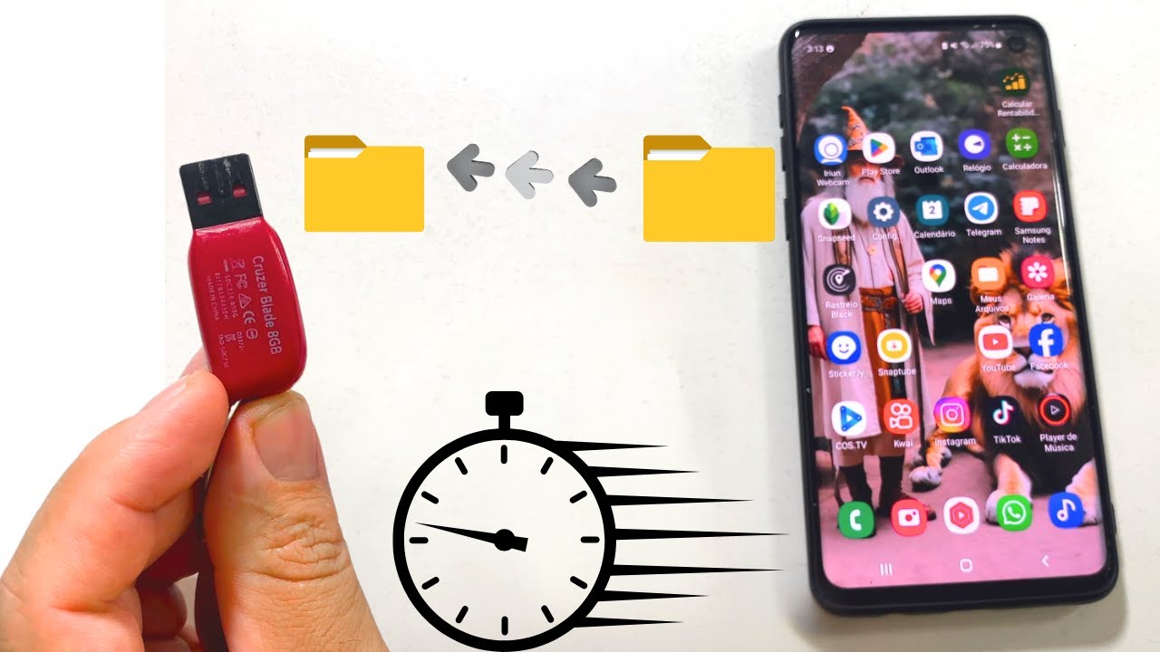 📁Como transferir vídeo e foto do celular para pendrive - Em minutos
