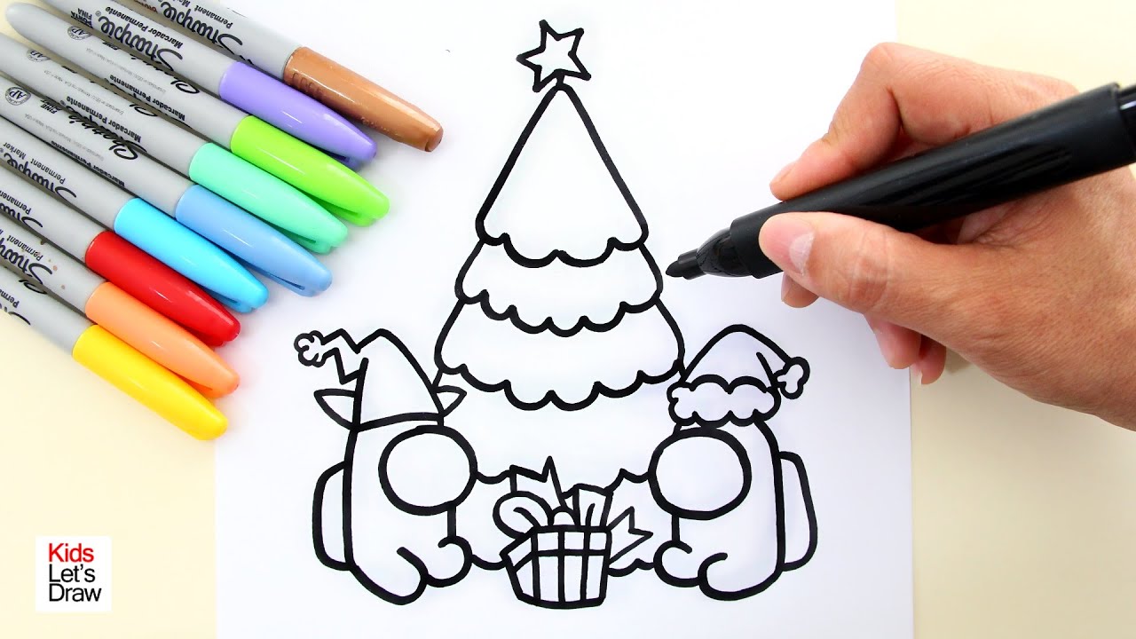 How to draw AMONG US Mini Crewmates celebrating CHRISTMAS
