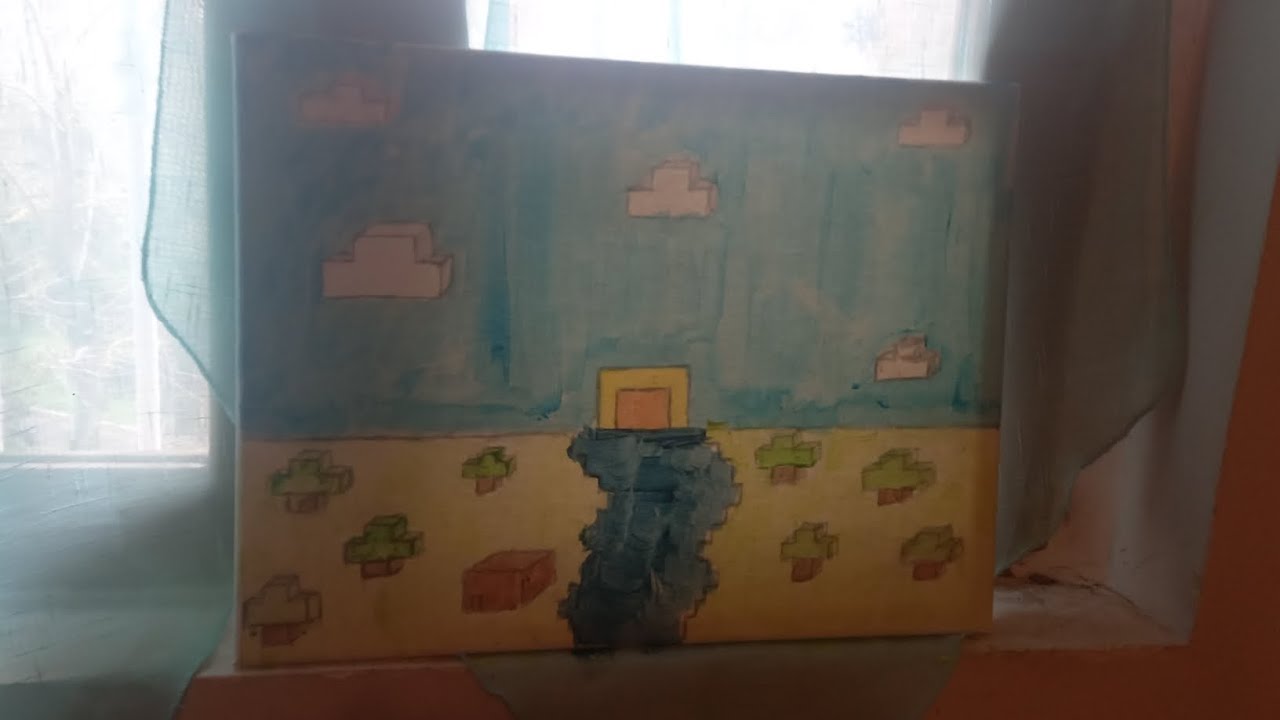 Minecraft Painting | Sunset by the river (First Drawing Video)