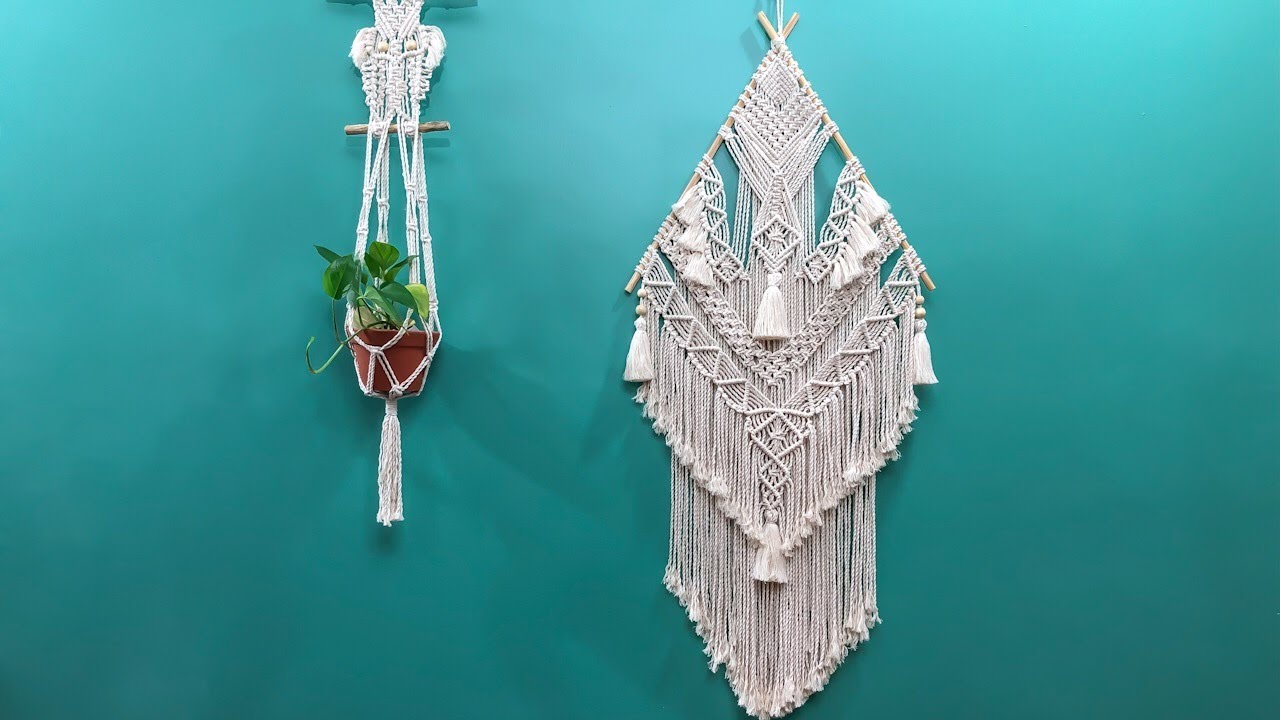 macrame wall hanging #3/ diy triangular macrame decor tutorial / step by step