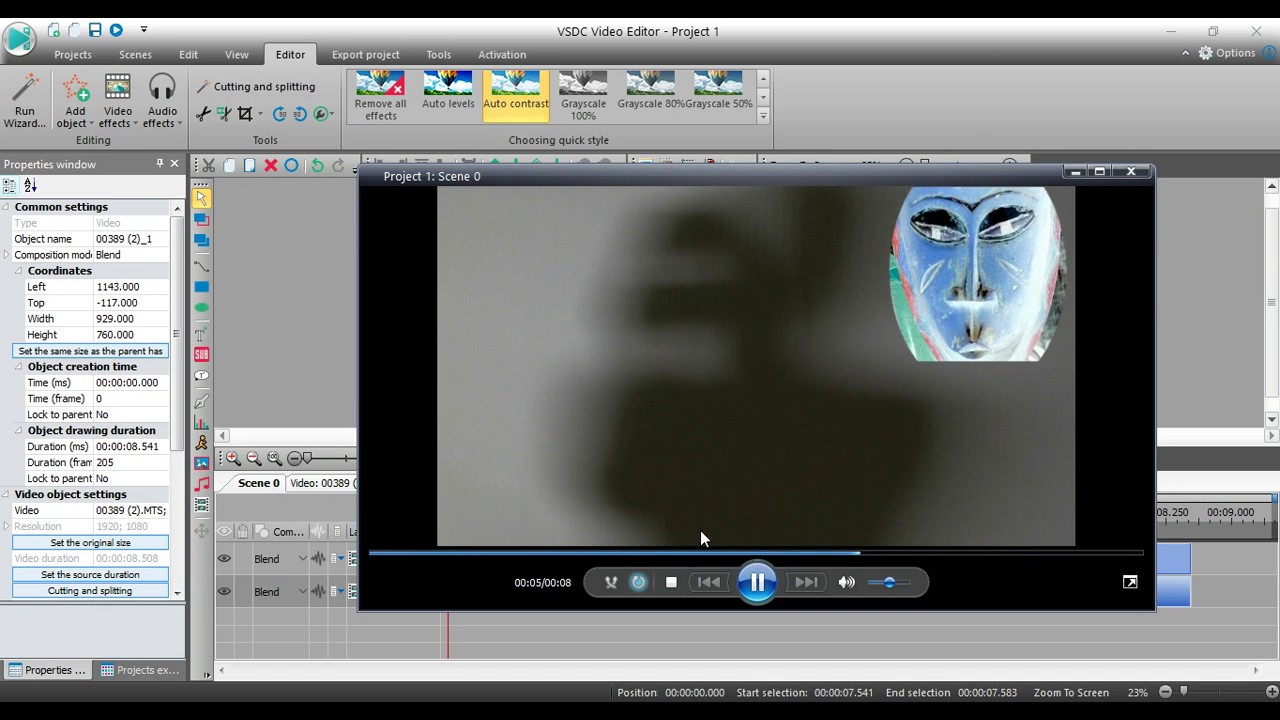 VSDC Video Editor: Creating split screen oval