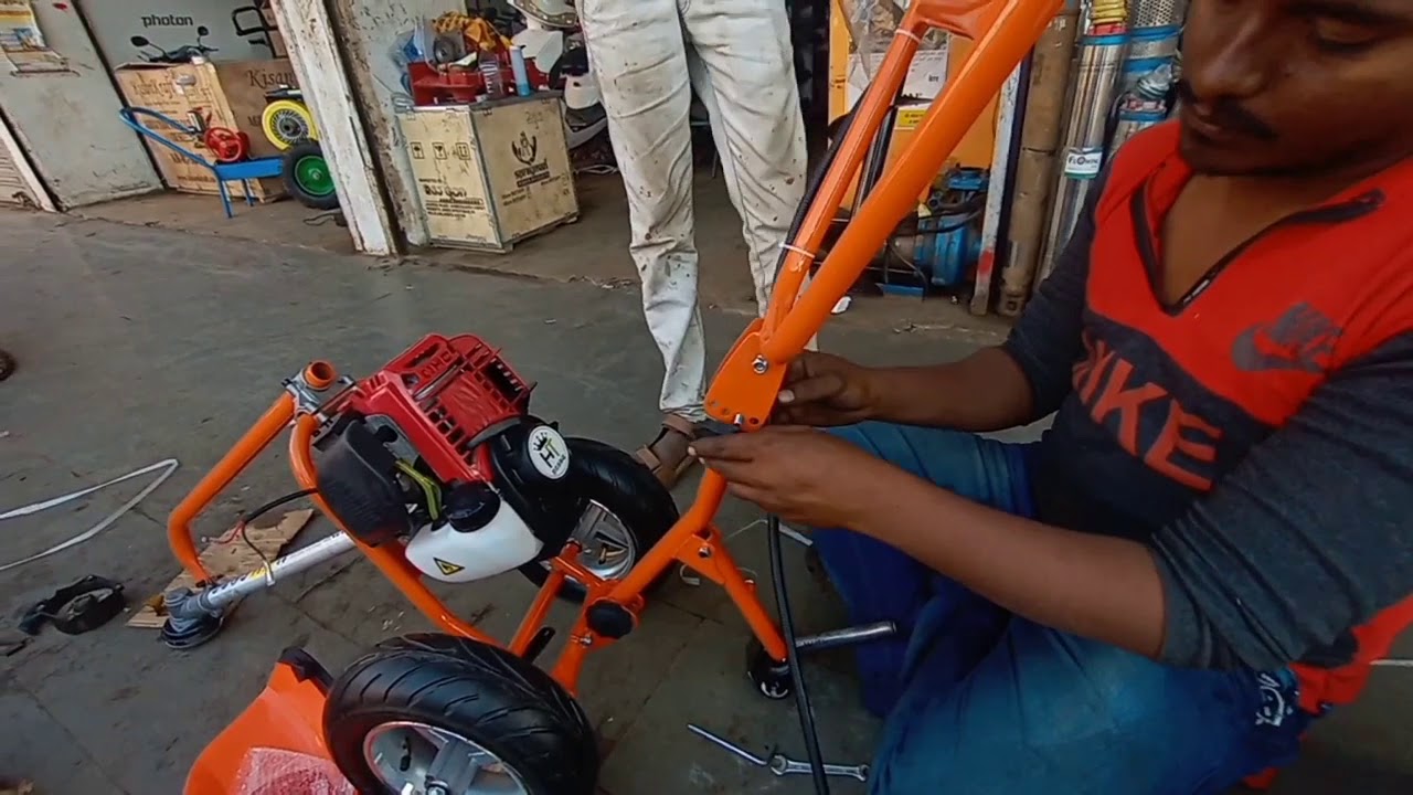 how to assemble trolley brush cutter in hindi