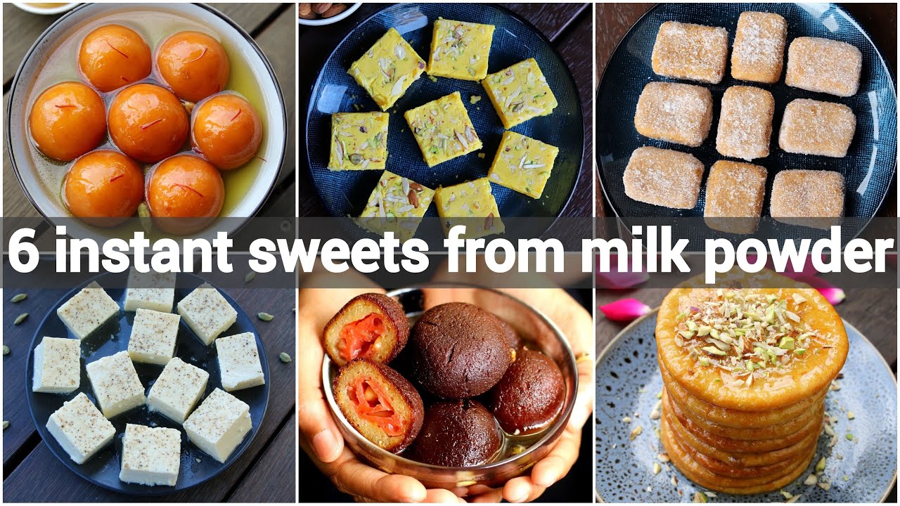 6 instant sweets from milk powder | milk powder sweets recipes | milk powder sweets indian