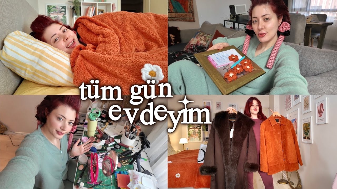 bugün evdeyim | vlog 🧶 örgü, temizlik, düzen, paketler, biraz çekim