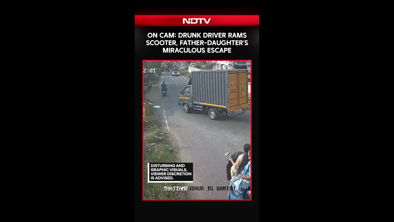 On Camera, Father-Daughter's Miraculous Escape After Drunk Driver Rams Their Scooter