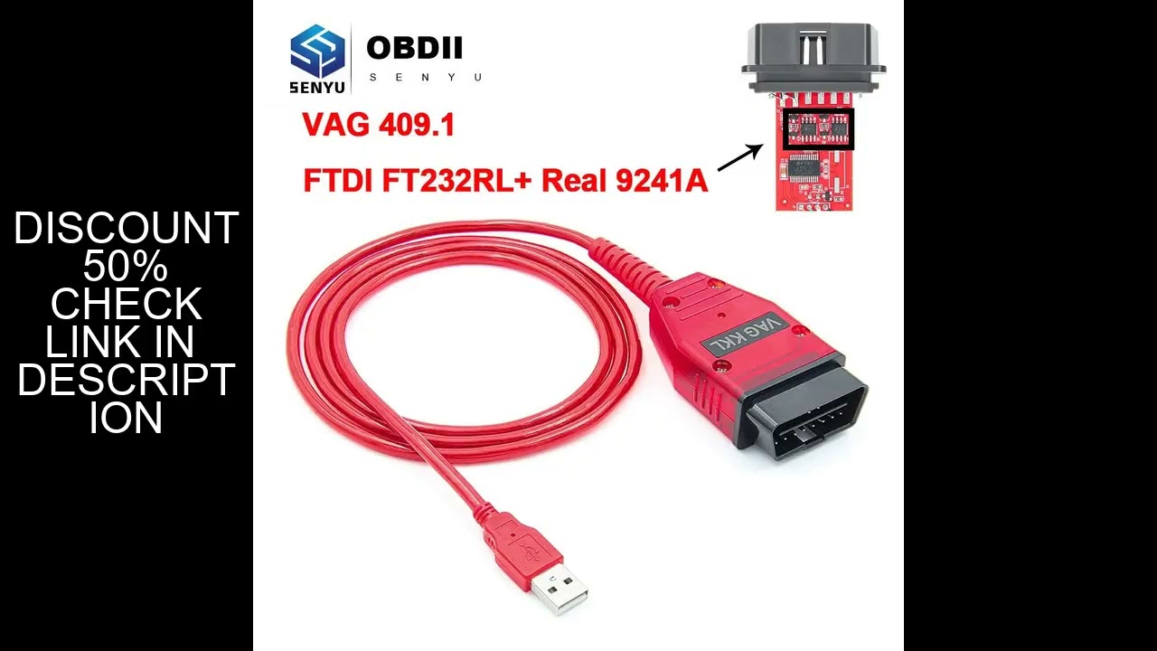 VAG 409.1 KKL 409 FTDI FT232RL Real 9241A K line OBD 2 OBD2 Car Diagnostic Tools Interface Cable For