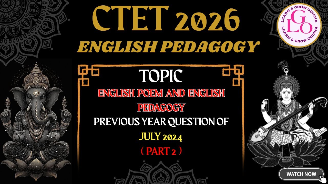 PREVIOUS YEAR QUESTION OF JULY 2024 ( PART 2 ) || ENGLISH  POEM  AND  ENGLISH  PEDAGOGY || CTET 2026