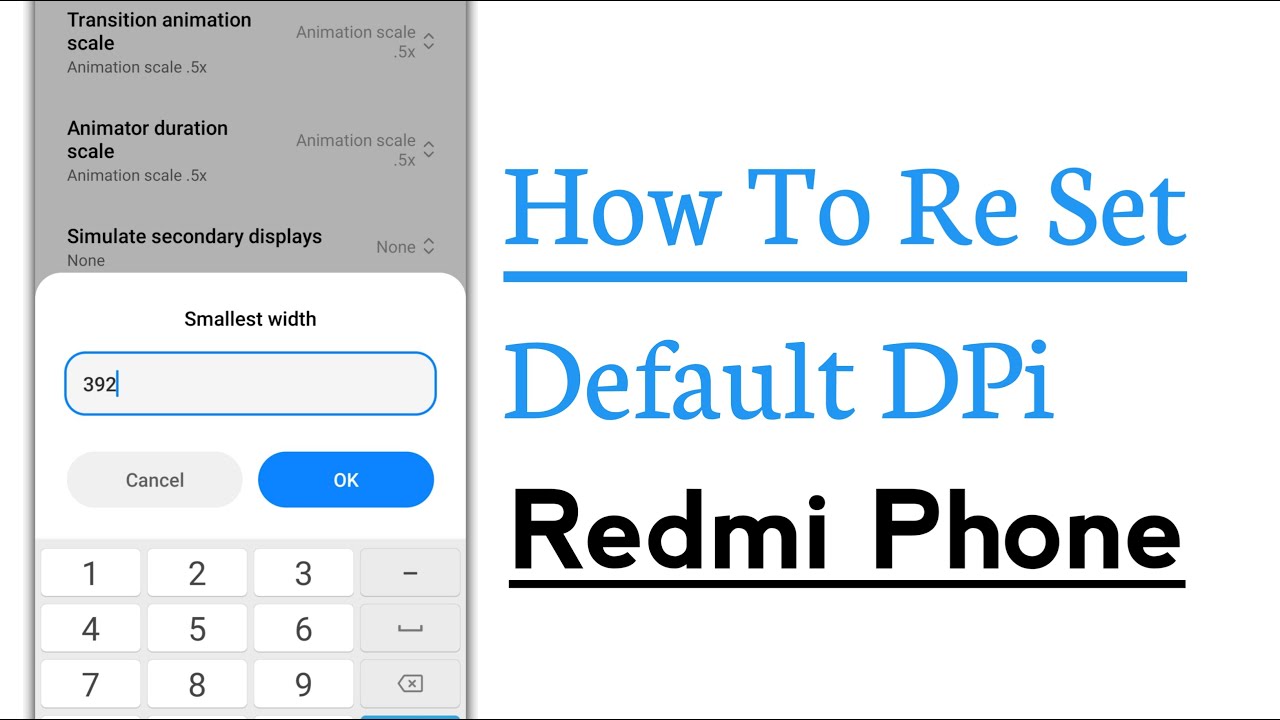 How To Re Set Default DPi in Redmi Mobile
