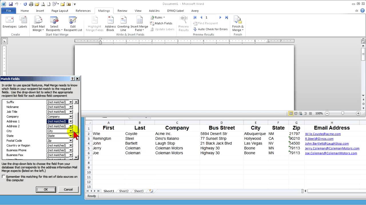 MS Word Lesson 5 - Overview of Word 2010's Mail Merge for envelopes.