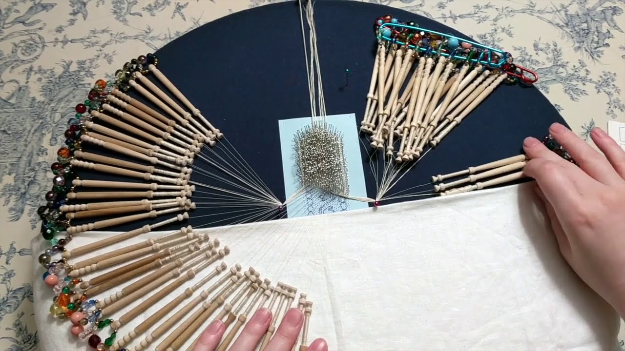 Bobbin Lace for Relaxation and ASMR -  English Bobbins, Bead Clicking